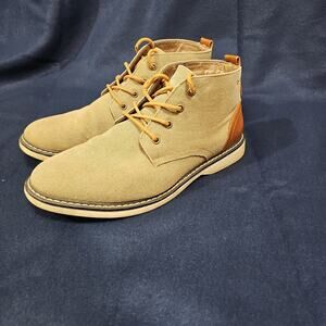 Canvas Chukka Boots Lace Up Ankle Lightweight Casual Tan Shoes Men's 9